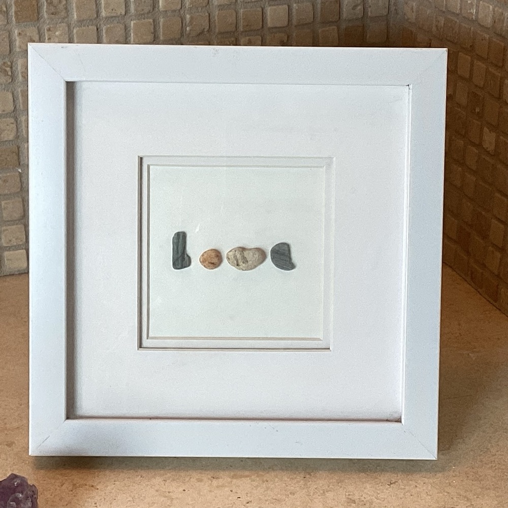 BEACH HOUSE SHADOWBOX PICTURE “LOVE” WHITE 8 x 8”